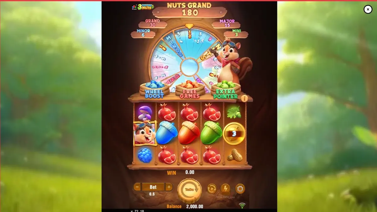 Interface colorida e temática de floresta do slot 3 Fortune Nuts
